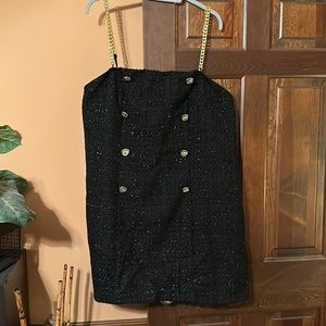 Cider Plus Tweed Glitter Button Mini Dress